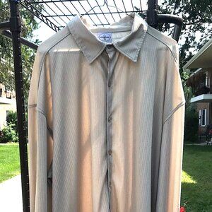 Tan Long Sleeve Button Down Shirt-3XLT